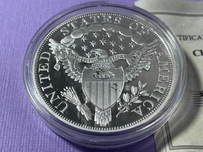 Chief Engraver ROBERT SCOT 1804 Bust Silver Dollar Replica Silver Plated/Layered by the American Mint as Pictured.