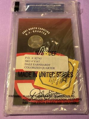 Dale Earnhardt Sr. 2001 Colorized NC Quarter (Portrait) (WCG Slabbed) as Pictured. FREE DOMESTIC SHIPPING.