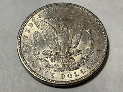 1891-P AU53 CONDITION (UNCERTIFIED) MORGAN SILVER DOLLAR AS PICTURED.