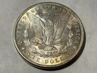 1890-P AU58 CONDITION (UNCERTIFIED) MORGAN SILVER DOLLAR AS PICTURED.