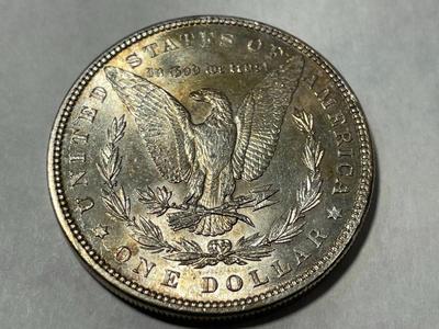 1898-P AU58 CONDITION (UNCERTIFIED) MORGAN SILVER DOLLAR AS PICTURED.