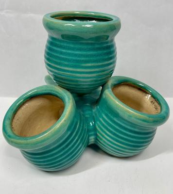 VIntage Turquoise Glaze Pottery Strawberry Pot 4 pots