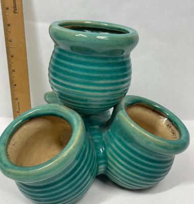 VIntage Turquoise Glaze Pottery Strawberry Pot 4 pots