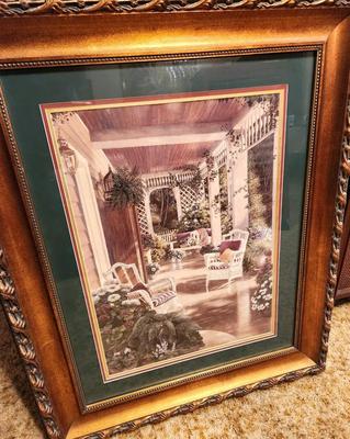 Lot #105 Decorator Picture - Triple Mat - Porch Scene - unsigned