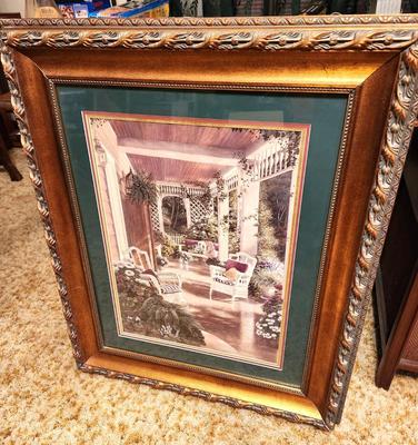 Lot #105 Decorator Picture - Triple Mat - Porch Scene - unsigned