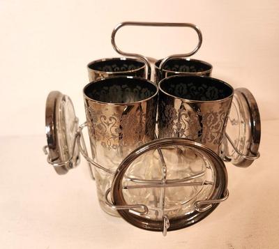 Lot #118 MCM Dorothy Thorpe Style Barware set with Caddy