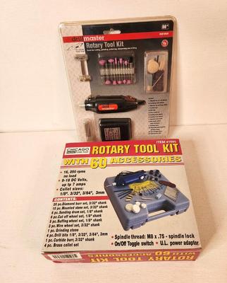 Lot #128 Drill Master Rotary Tool Kit & Chicago Rotary Tool Kit w/accessories