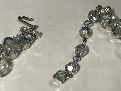 Vintage Double Strand Clear Crystal Bead Necklace 18-20" Long in VG Preowned Condition as Pic'd.