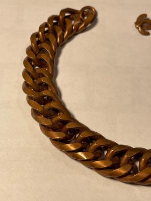 Vintage Thick & Heavy Copper Link Bracelet 8" Long & 1/2" Wide in Good Preowned Condition.