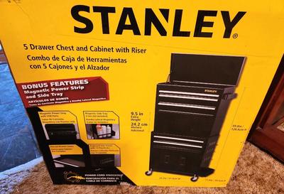 Lot #141 Stanley 5 Drawer Tool Chest with Riser - New in Box