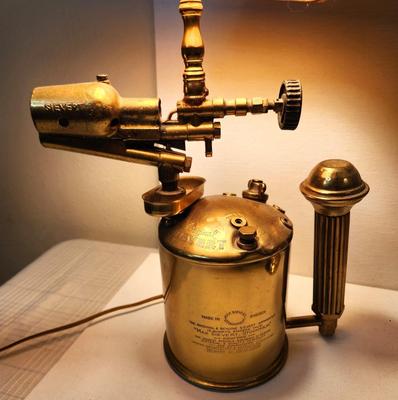 Lot #143 Lot of 2 Lamps made from Vintage Brass Blow Torches