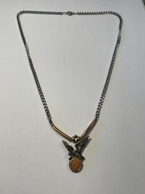 Vintage Eagle w/Indian Cent Mini Copy Fashion Pendant with an 19.5" Chain in Good Preowned Condition as Pictured.