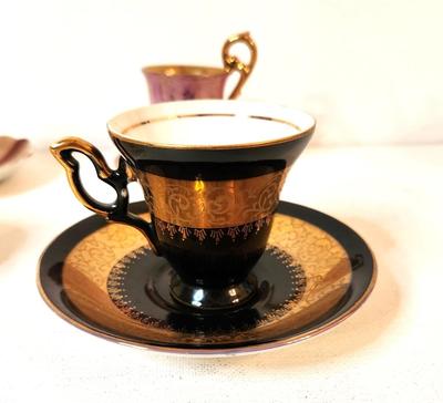 Lot #157 Lot of four Vintage Demitasse Cup sets - one Belleek