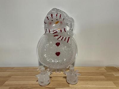 Snowman Platter with snowmen decor