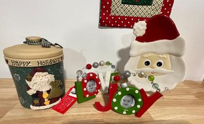 Santa Platter, Cookie Jar, Wall Hanging, picture frames