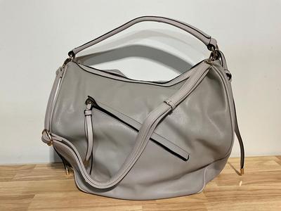 Large gray purse, very soft feel like leather but not sure
