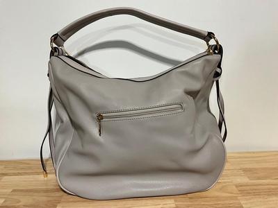 Large gray purse, very soft feel like leather but not sure