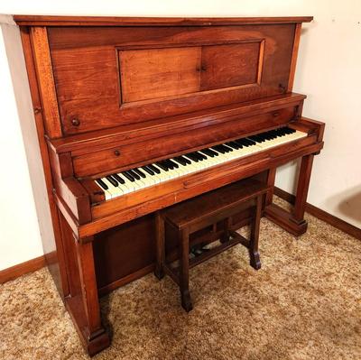 Lot #166 Antique Junius Hart (New Orleans) Piano and Stool