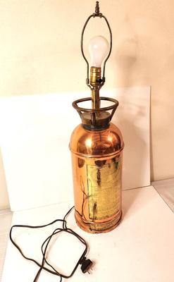 Lot #167 Antique Pyrene Brass Fire Extinguisher Made into a Table Lamp