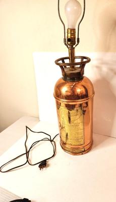 Lot #167 Antique Pyrene Brass Fire Extinguisher Made into a Table Lamp