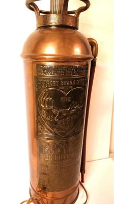 Lot #168 Antique The Elk Hart Brass Fire Extinguisher Made into a Table Lamp