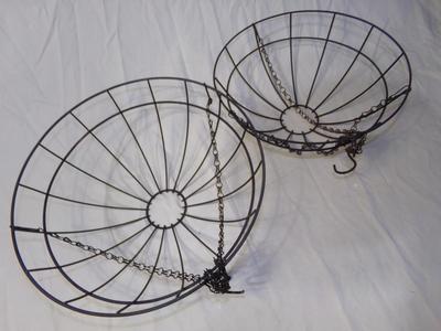 Lot of 2 wire hanging basket holders,