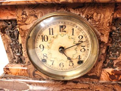 Lot #173 Antique Seth Thomas Faux Marbe Mantle Clock - ticks and chimes
