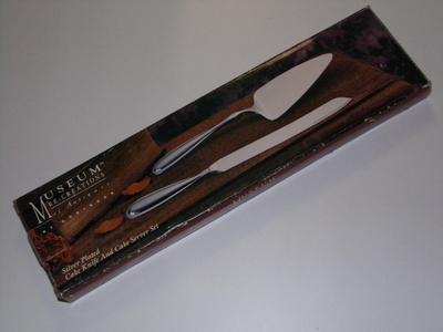 Museum Re-Creations silver plated cake knife and server set