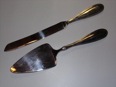 Museum Re-Creations silver plated cake knife and server set