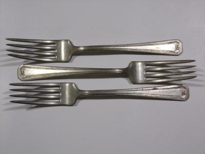 3 Wm A Rogers Silver Nickel finish dinner forks.