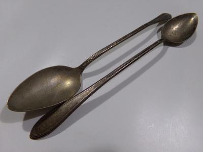 2 New England Silver Plate iced tea spoons.