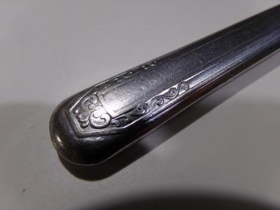 Silver plate dinner knife, no identifying marks,