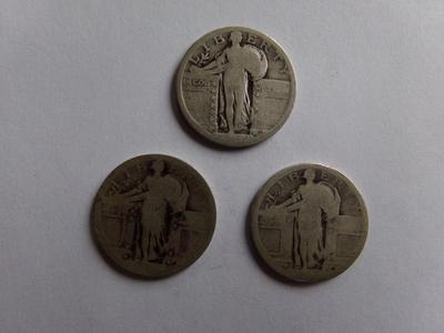 Three OLD 90% silver quarters