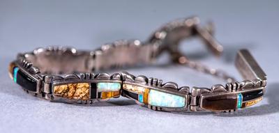 INLAID STONE STERLING BRACELET