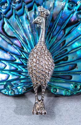 ABALONE PEACOCK BROOCH