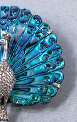 ABALONE PEACOCK BROOCH