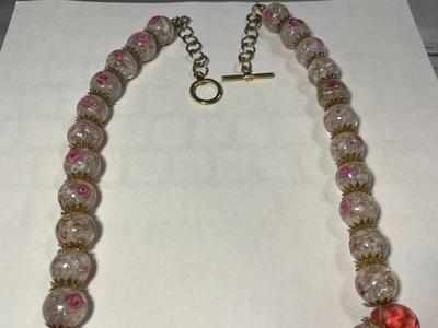 New Never Worn Condition Exquisite Fancy Glass Statement Necklace Adjustable Size 21-24" as Pictured.