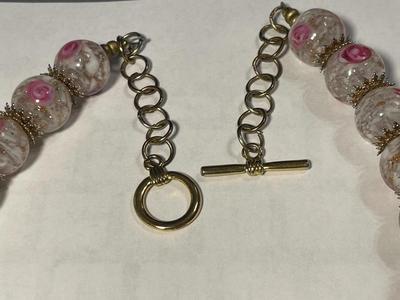 New Never Worn Condition Exquisite Fancy Glass Statement Necklace Adjustable Size 21-24" as Pictured.