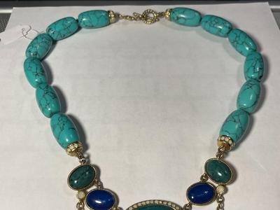 New Never Worn Condition Exquisite Fancy Mixed Stones Statement Necklace Size 18.5" Long as Pictured.