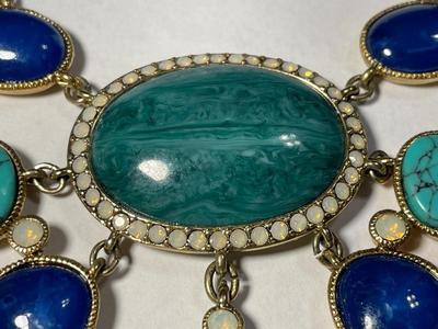 New Never Worn Condition Exquisite Fancy Mixed Stones Statement Necklace Size 18.5" Long as Pictured.