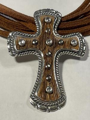 DTR Jay King New Never Worn Condition Exquisite Sterling Silver Cross Necklace Adjustable Size 17-20" Long on Suede Multi Strands as...