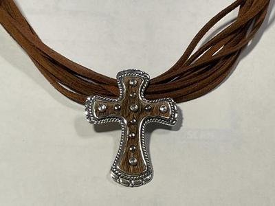 DTR Jay King New Never Worn Condition Exquisite Sterling Silver Cross Necklace Adjustable Size 17-20" Long on Suede Multi Strands as...