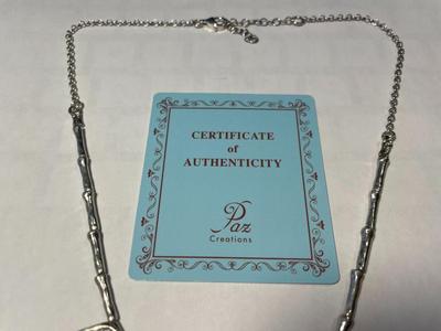 New Never Worn "PAZ CREATIONS" Scarce Roman Glass Sterling Silver Necklace 16-18" Adjustable as Pictured. FREE DOMESTIC...