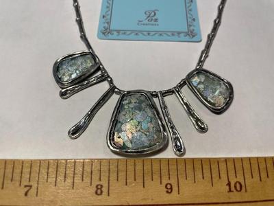 New Never Worn "PAZ CREATIONS" Scarce Roman Glass Sterling Silver Necklace 16-18" Adjustable as Pictured. FREE DOMESTIC...