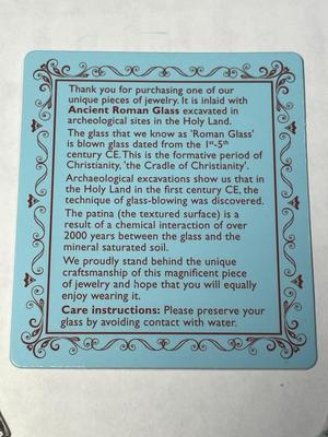 New Never Worn "PAZ CREATIONS" Scarce Roman Glass Sterling Silver Necklace 16-18" Adjustable as Pictured. FREE DOMESTIC...