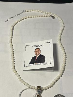 New Never Worn "MICHAEL VALITUTTI" Scarce Larimar Gemstone in a Palladium & Sterling Silver Alloy Pendant w/Bead Necklace...