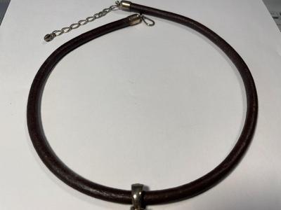 Jay King DTR 925 Sterling Silver Tiger's Eye Huge Cross Pendant, 2.75" Tall on a Leather Cord 16-18" Adjustable in VG...