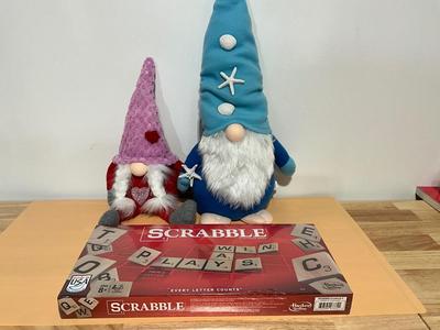 Scramble board game and two Gnomes