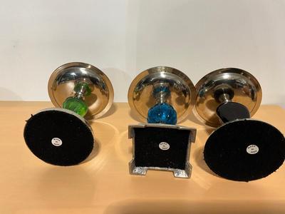 3 Silver/Gem Candle Holders