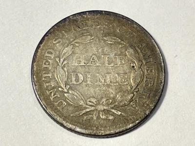 1857 VERY FINE CONDITION SEATED LIBERTY HALF DIME AS PICTURED. FREE DOMESTIC SHIPPING.